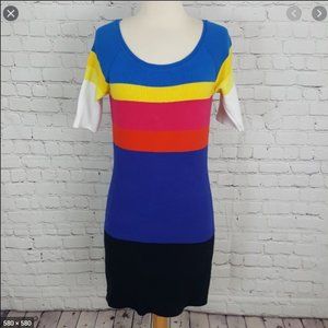 Lacoste Colour Block Knit Bodycon Dress 34 2 XS